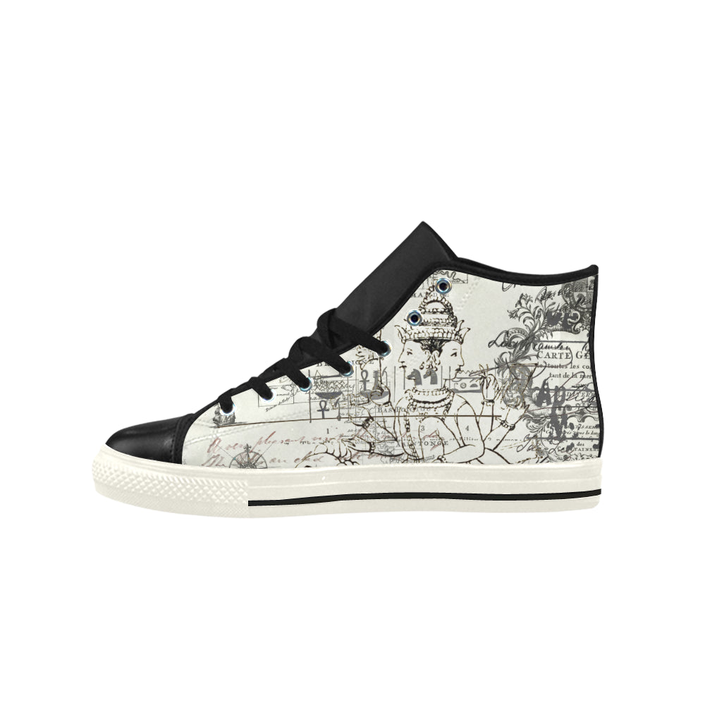 MAP AND SOME ILLUSTRATIONS High Top Action Leather Men's Shoes